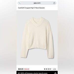 GAP CashSoft Cropped High V-Neck Sweater